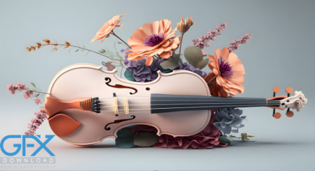 عکس ویولن و گل