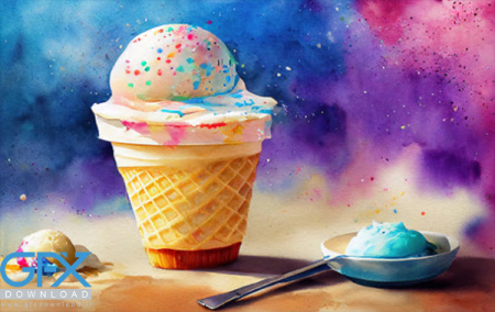 عکس نقاشی بستنی قیفی