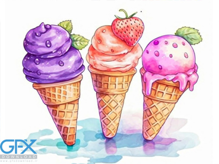 عکس بستنی نقاشی شده