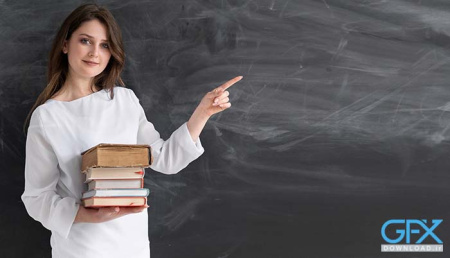 دانلود عکس تخته سیاه با معلم زن