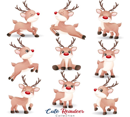 دانلود وکتور گوزن کریسمس بامزه