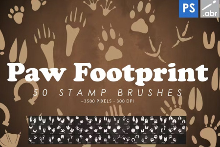 50 براش آماده رد پا برای فتوشاپ Paw Footprint