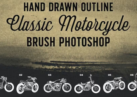 دانلود مجموعه براش های فتوشاپ موتور سیکلت Classic Motorcycle