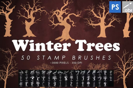 50 براش فتوشاپ درخت زمستانی Winter Tree