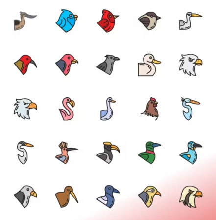 50 آیکون پرنده Birds Filled Line Icons