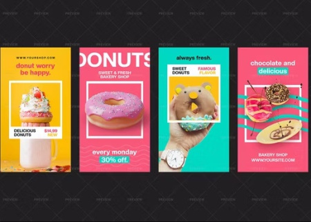 5 قالب لایه باز استوری اینستاگرام دونات
