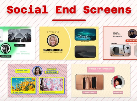 پروژه پریمیر صفحه نمایش پایانی Social End Screens