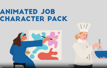 پروژه افتر افکت موشن گرافیک مجموعه کاراکتر حرفه های مختلف