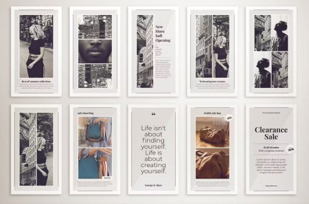 دانلود قالب پست و استوری اینستاگرام مونوکروم