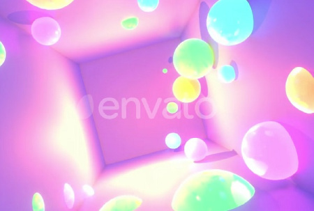 فوتیج بک گراند اتاق با توپ های بنفش Purple Glowing Balls