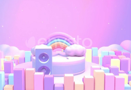 فوتیج موشن گرافیک استیج رنگین کمانی Rainbow Stage