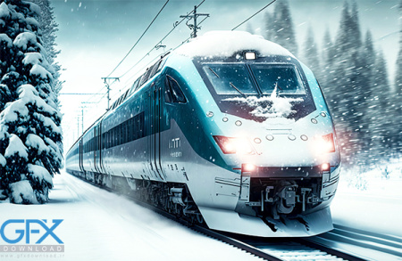 عکس قطار در برف