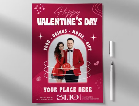 فایل لایه باز ولنتاین Valentine's Flyer