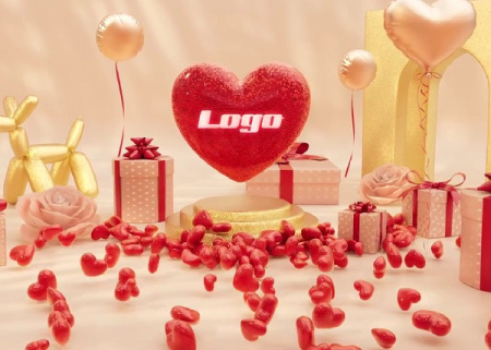 پروژه پریمیر نمایش لوگو ولنتاین سه بعدی Valentine Day 3D Logo
