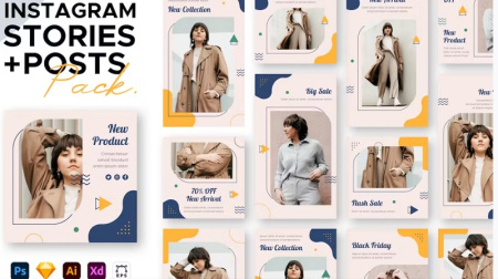 قالب پست و استوری اینستاگرام لایه باز Instagram