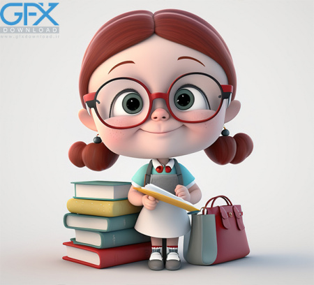 عکس کارتونی از دانش آموز دختر