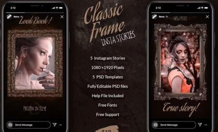 دانلود قالب استوری اینستاگرام با تم کلاسیک Classic Frame Stories