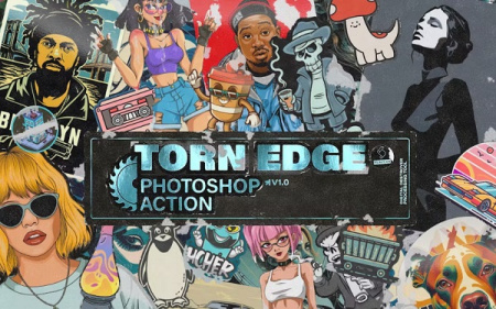 دانلود اکشن استیکر و پوستر پاره شده Torn Edge Sticker Poster