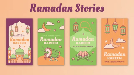 پروژه آماده افتر افکت 4 استوری رمضان Ramadan Stories