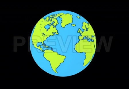 فوتیج موشن گرافیک چرخش کره زمین Cartoon Earth Rotating