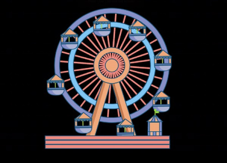 فوتیج موشن گرافیک چرخ و فلک Cartoon Ferris Wheel Spins