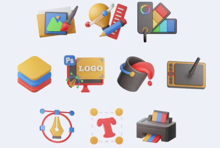 دانلود آیکون سه بعدی گرافیکی با موضوعات مختلف 3D Icon Graphic