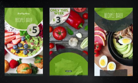 دانلود پروژه افتر افکت استوری غذای سالم Healthy Food Stories