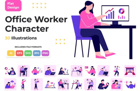 مجموعه وکتور کاراکتر کارتونی کارمند