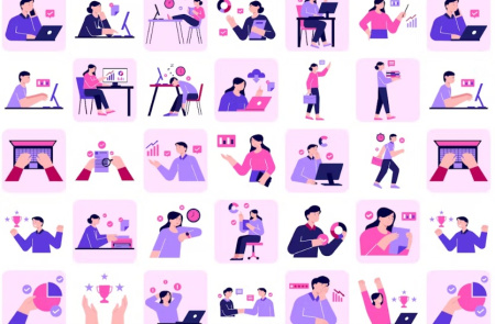 وکتور لایه باز مجموعه شخصیت های کارمند