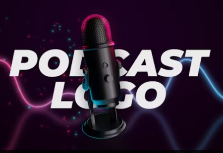 پروژه پریمیر لوگو موشن میکروفون Podcast Microphone Logo