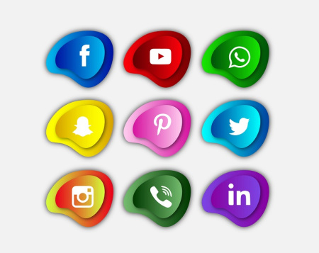 آیکون شبکه های اجتماعی برای فتوشاپ