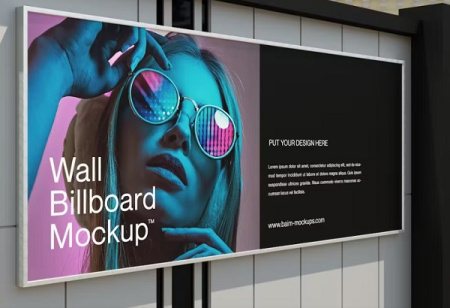موکاپ بیلبورد سه بعدی در خیابان Street Billboard Mockup