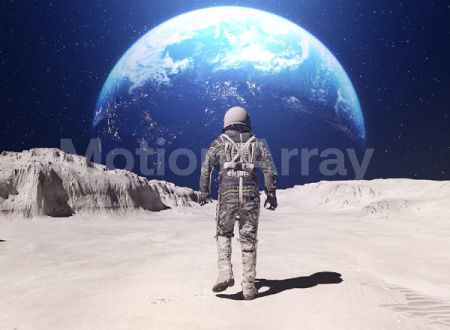 فوتیج راه رفتن فضانورد روی ماه Astronaut Walking On The Moon