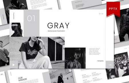 قالب آماده پاورپوینت طوسی رنگ Gray Multipurpose