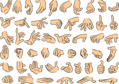 وکتور دست در حالات مختلف