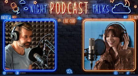 طرح لایه باز برای طراحی کاور پادکست نئون