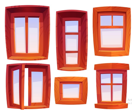 وکتور پنجره با طرح کارتونی