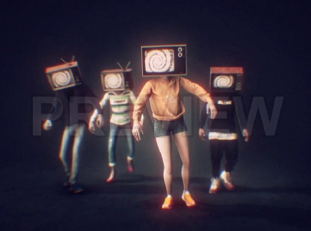 فوتیج موشن گرافیک زامبی ها با سرهای تلویزیونی