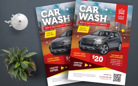 طرح لایه باز بنر کارواش psd