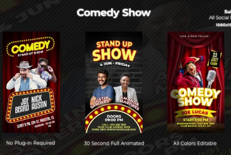 پروژه افتر افکت ریل اینستاگرام استندآپ کمدی Comedy Show Reels