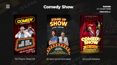 پروژه افتر افکت ریل اینستاگرام برنامه کمدی Comedy Show Reels