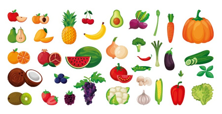 وکتور میوه جات و سبزیجات
