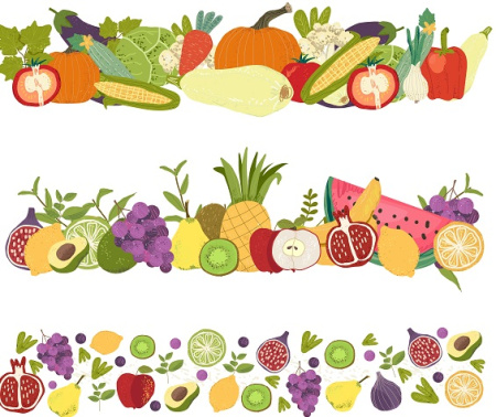 وکتور با کیفیت از میوه ها و سبزیجات