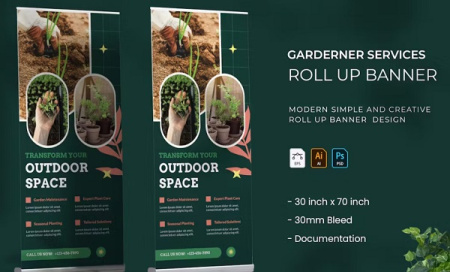 فایل لایه باز بنر کشاورزی و گیاهان برای استند رول اپ