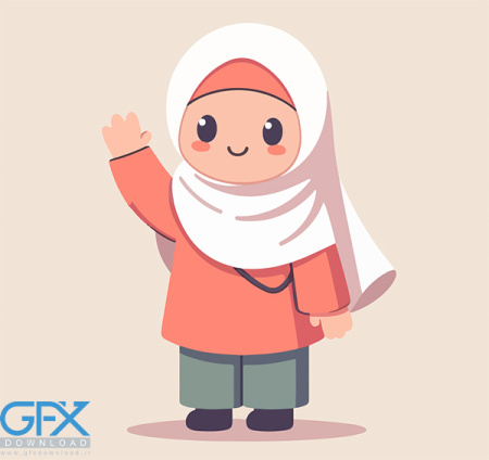 وکتور دختر بچه با حجاب