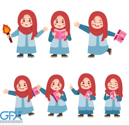 وکتور دختر بچه محجبه