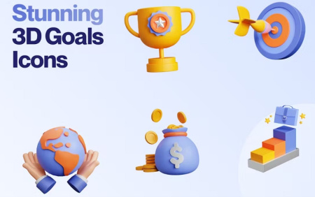 دانلود آیکون سه بعدی موفقیت و هدف