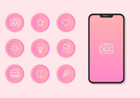 وکتور هایلایت کاور استوری اینستاگرام صورتی