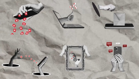 مجموعه فوتیج المان کاغذی سوشال مدیا Social Media Paper Collage