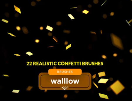 براش فتوشاپ کاغذ رنگی های براق Realistic confetti Glitters